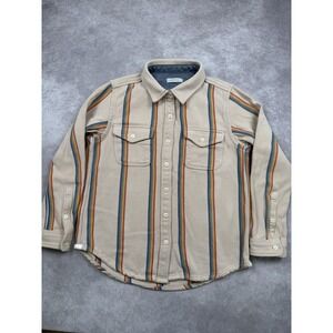 Outerknown Beige Striped Button Down Shirt Poncho Style Design